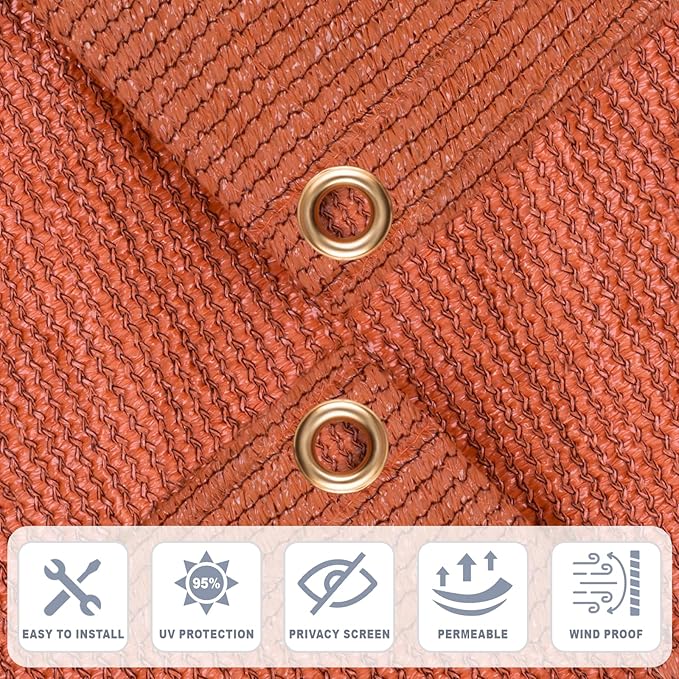 Cool Area Sun Shade Cloth with Grommets 12×23 FT Shade Panel Shade Tarp Screen Fabic for Outdoor Patio Pergola Cover Deck Garden, Terra Red (Customized)
