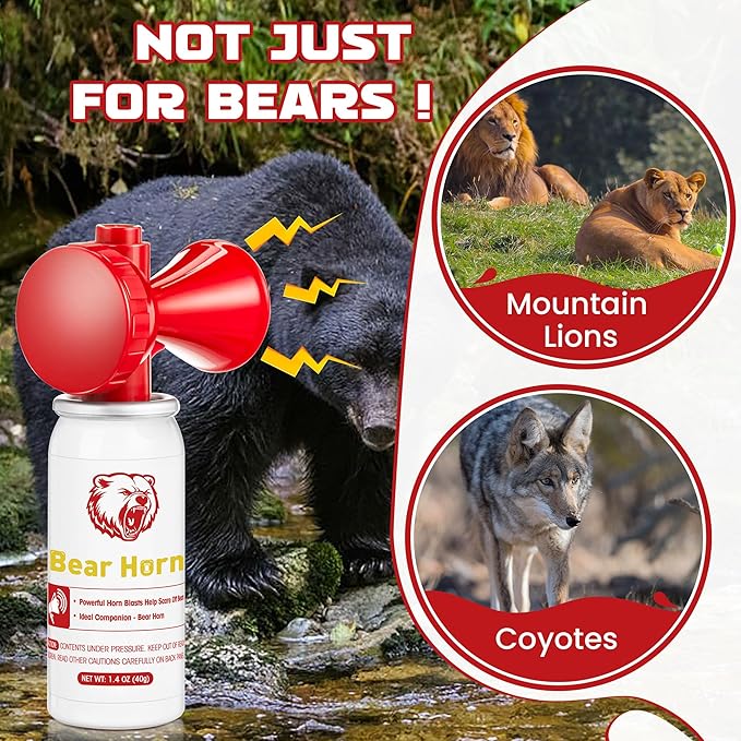 Bear Horn to Scare Bears 1.4oz, Very Loud 120dB Bear Air Horns for Safety for Hiking, Heard Up to 1/2 Mile Away, Bear Spray Self Defense, Blow Horn to Scare Wild Animals, Bear Alarm