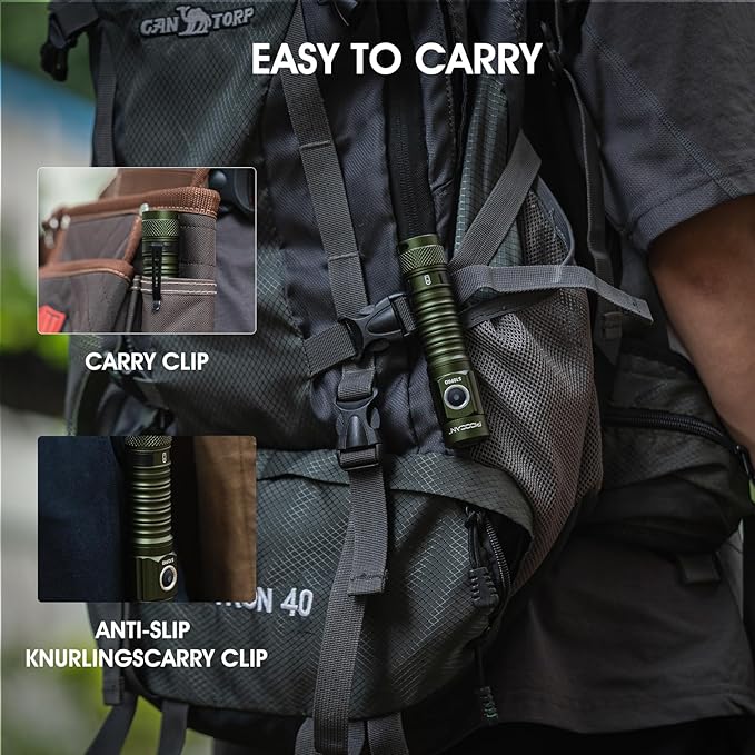 S10Pro Rechargeable LED Flashlights High Lumen, 2,500 Lumens EDC Pocket Flashlight Super Bright, Powerful Mini Flashlight 5 Modes Magnetic Flash Light for Emergency, Camping, Hiking (Green)