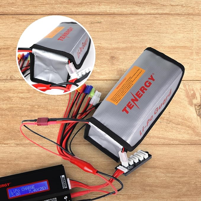 Tenergy 2 Pack, Fire Retardant Lipo Bags, Battery Bags for Charging and Storage, 7.3x3x2.4 inches Each