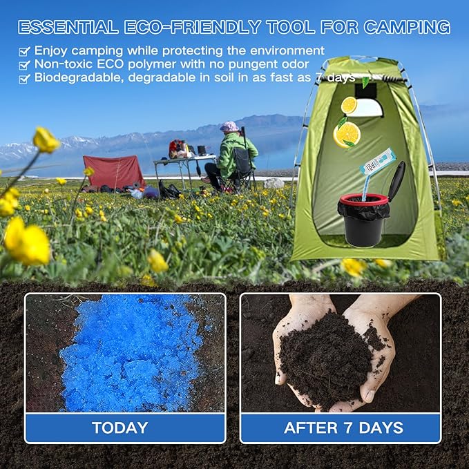 Portable Toilet Absorbent Gel, Portable Toilet Powder Poo Urine Powder for Camping Outdoor Hiking