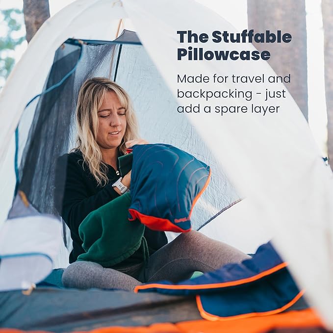 Rumpl Stuffable Fleece Pillowcase for Travel and Camping, Deepwater