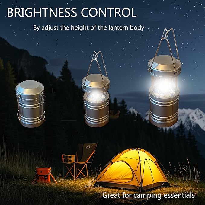 4 Pack Camping Lanterns, Battery Powered LED Lantern for Hurricanes, Power Outages, and Outdoor Use