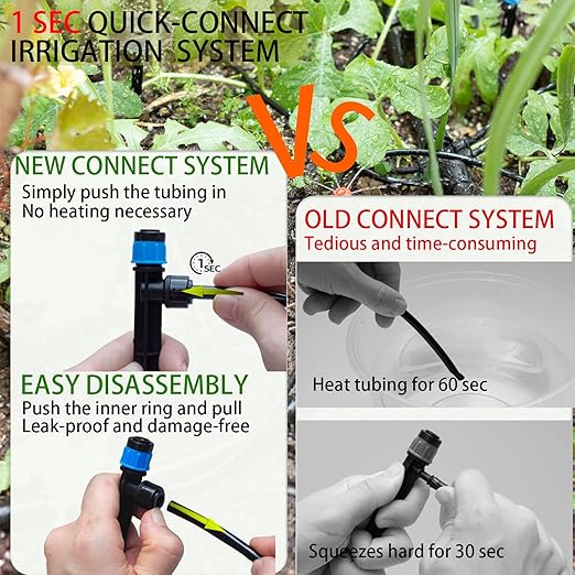 250ft Drip Irrigation Kit, Quick-Connect Plant Watering System for Greenhouse, Automatic Sprinkler System for Yard,Garden Watering Misting with Irrigation Tubing Adjustable Emitter Ground Stake