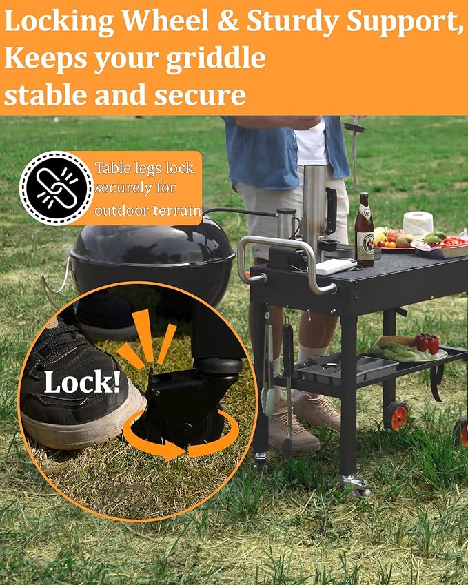 Grill Table, Blackstone Griddle Stand, Grill Carts Outdoor With Wheels, Used for Blackstone Griddle And Weber, Foldable Quickly Ninja Grill Stand Suitable for Travel/Camping