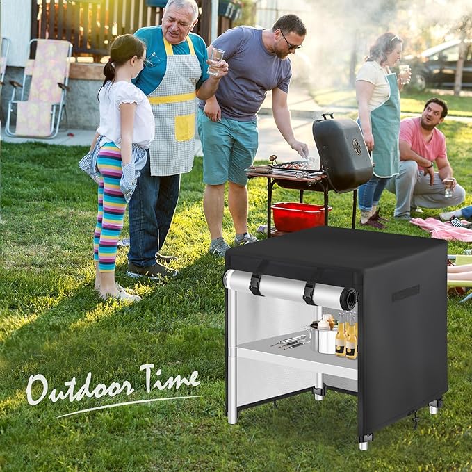 Outdoor Prep Table Cover with Split Zipper - Waterproof Stainless Steel Metal Cover - 36"L x 24"W x 35"H