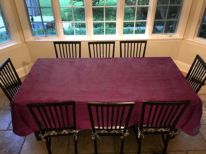 LAMINET Deluxe Stitched Edged Flannel Backed Vinyl Drop Tablecloth - Basketweave (Red) Pattern - 60" x 120" Oblong