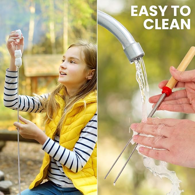 Zulay Sturdy Marshmallow Sticks for Fire Pit Extra Long - Great Smores Sticks Smores Kit Fire Pit - Marshmallow Roasting Skewers - Hot Dog Fork Bonfire Glamping Camping Accessory 32" 12 Pack Bundle