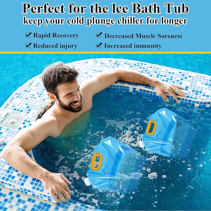 Tessco 12 Pack 1.3 Gallon Collapsible Water Storage Bag Water Container Bag Emergency Jug Foldable Plastic Storage Pouch Freezable Carrier Tank for Outdoor Sport Camping(Blue,Modern)