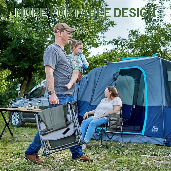 TIMBER RIDGE Aluminum Camping Directors Chair with Side Table Pocket, Portable Folding Chair, Heavy Duty Lawn Chair for Fishing Trip Picnic Concert Outdoor 400lbs, Grey