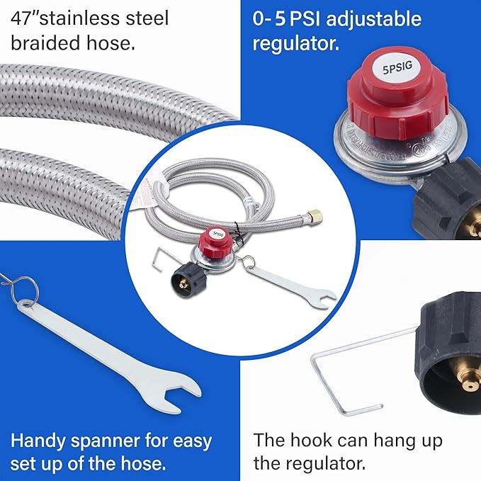 ARC Burner, 16” Stainless Steel Single Burner Propane Stove with Rust-proof Hose & Adjustable Regulator, Camping Stove Great for Outdoor Cooking Turkey Fryer, Crawfish Cooking