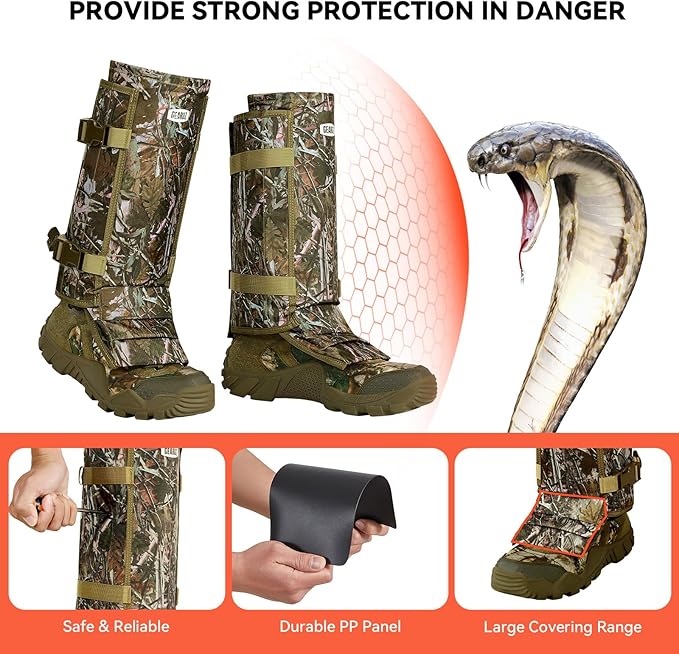 Snake Gaiters Snake Chaps, Waterproof Lower Legs Snake Guards, Snake Bite Protective Gaiters, Anti-Snake Gaiters for Men/Women, Adjustable Size for Hunting/Hiking/Farm Working