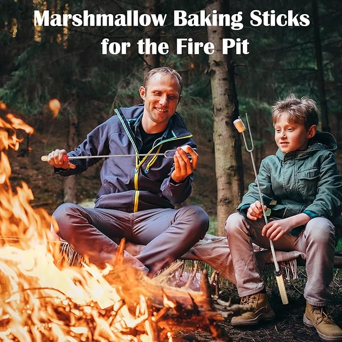 32 Inch Marshmallow Roasting Sticks Bulk, Smores Skewers for Fire Pit Kit, Hot Dog Camping Skewers Accessories Campfire Marshmellow Extendable Forks Bbq Tools Smores Sticks(20 Pack)