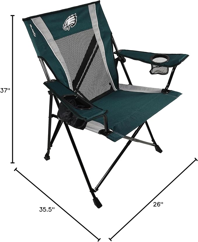 Kijaro Sports Fan Folding Chair, 26" L x 35.5" W x 37" H, Philadelphia Eagles