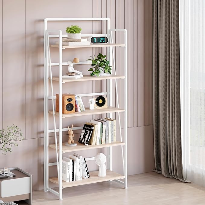 BHG No Assembly Folding Bookshelf for Living Room,Collapsible Book Shelf for Home Office, Portable Bookcase Storage Organizer Rack Shelves