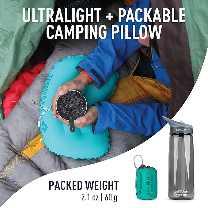 Sea to Summit Aeros Ultralight Inflatable Camping and Travel Pillow, Regular (14.2 x 10.2), Sea Foam