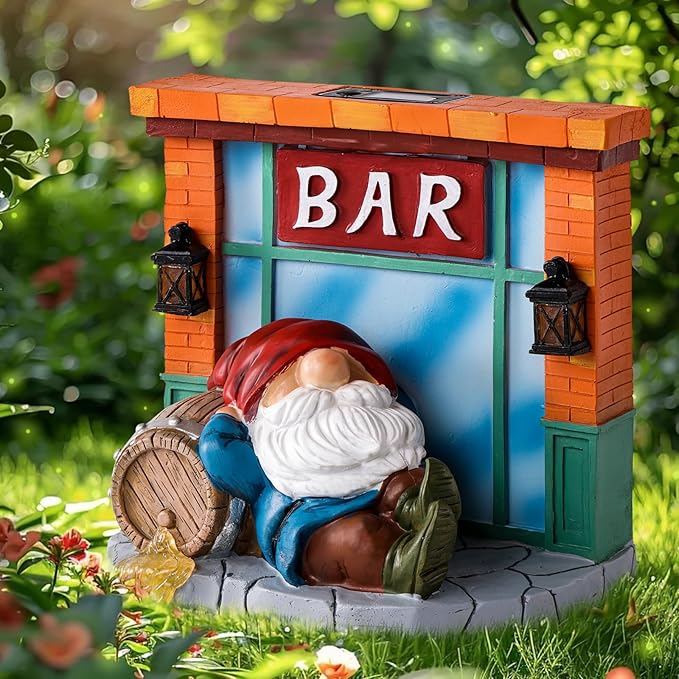 WINTS Garden Gnomes Solar Lights,Solar Gnomes Outdoor,Funny Garden Gnomes Decoration for Lawn,Balcony,Yard,Patio Gnome Gifts for Mom,Men