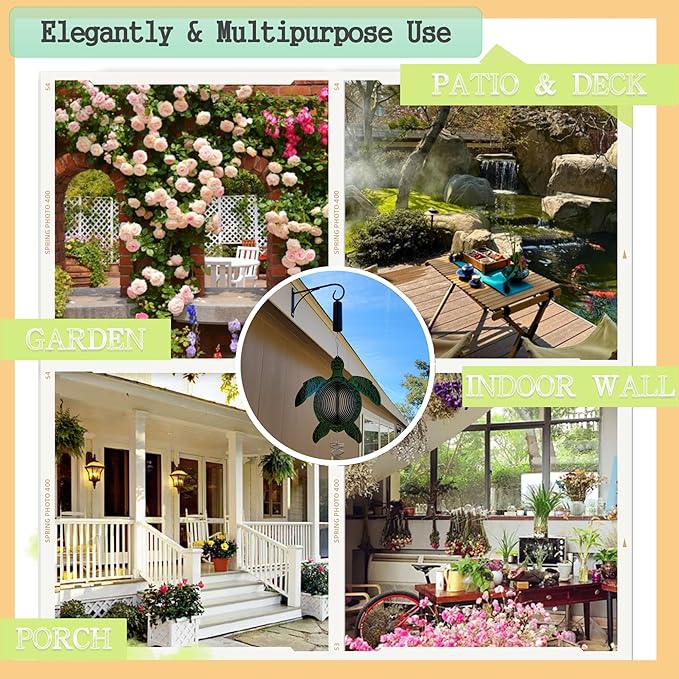 Outdoor Hanging Bracket, 10.5-inch Plant Hangers Outdoor Indoor Set of 4, Rust-Proof Metal Hanging Plant Bracket, Wall Mount Hanging Plant Hooks for Hanging Baskets Plant Lantern Bird Feeder