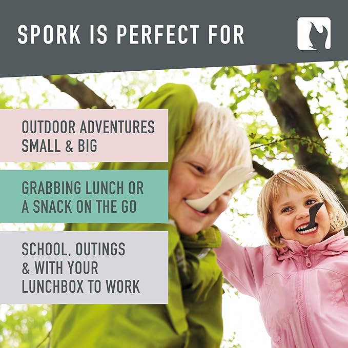 Light My Fire Spork Original 3-in-1 Camping Spoon 2PACK Fork Knife Combo Reusable Travel & Camping Utensils Lunch Spork Outdoor Backpacking Hiking Picnic Utensil BPA Free, SageGreen/Cream