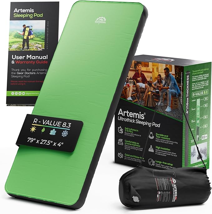 Gear Doctors Camping Pads Self Inflating Ultralight Apollo air 4.3-5.2 R Insulated Camping mats 1.5-3.3 in Must Haves Inflatable Foam air Sleep mat self Inflating air Mattress for Camping cot