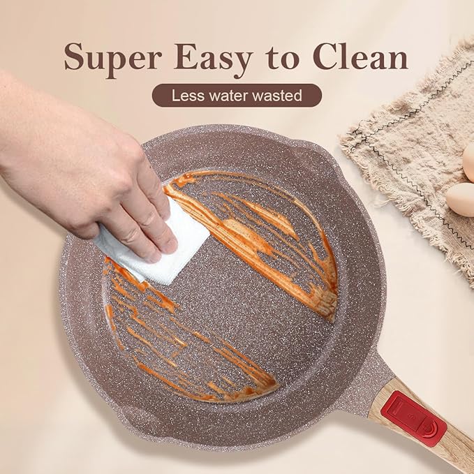 Nonstick Ceramic Deep Frying Pan, 11 Inch Healthy Frying Pan Skillet with Removable Handle, Oven Safe, PFAS PFOA & PTFE Free