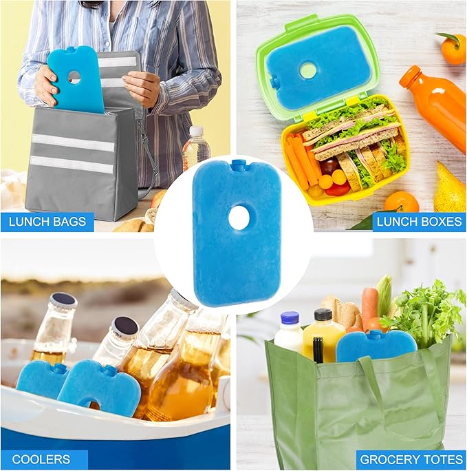 LotFancy Ice Packs for Cooler and Lunch Box, Reusable Freezer Packs for Lunch Bags, Slim Blue Ice Blocks, Long Lasting, Refreezable Flat Cool Packs for Food, Drinks, Milk