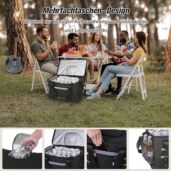 Insulated Cooler Bag 48/75 Cans, Soft Sided Portable Lunch Bag Coolers w/Zippered Top, Leak Proof PVC Interlayer, 5-Layer Insulation Large Ice Chest Bag for Travel, Camping, Beach, Picnic