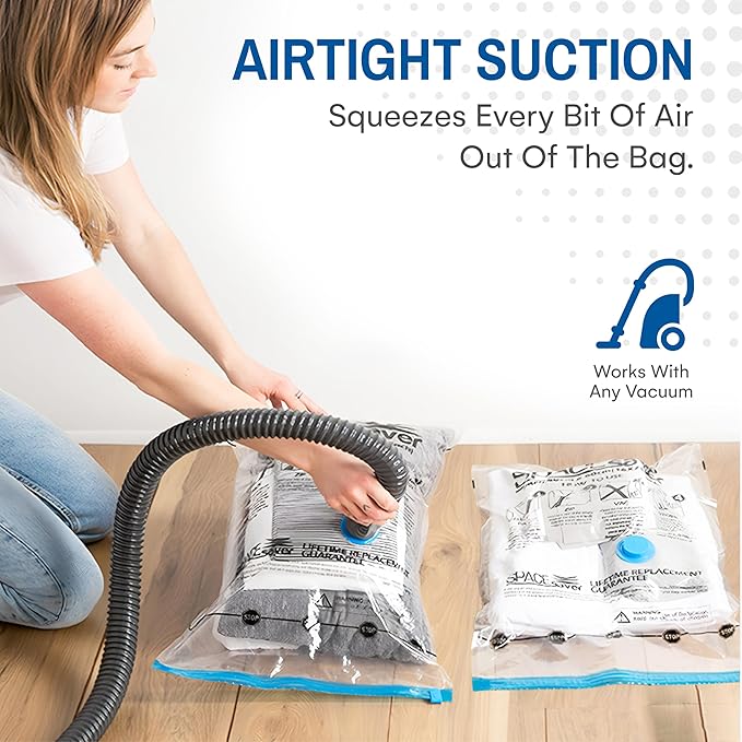 2 Pack Jumbo Vacuum Storage Bags for Comforters, Blankets & Clothes – Jumbo Vacuum Sealed Compression Bags with Hand Pump – Space Saver Storage Bags for Bedding, Moving, Travel & Organization