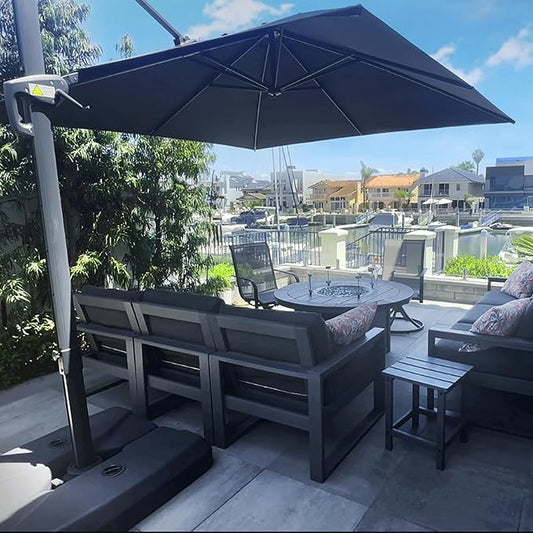 PURPLE LEAF 10 FT Cantilever Patio Umbrella Outdoor Aluminum Offset Square Umbrella with 3 Years Fade Resistance Recycled Fabric and 360-degree Rotation for Deck Pool Garden, Graphite Grey