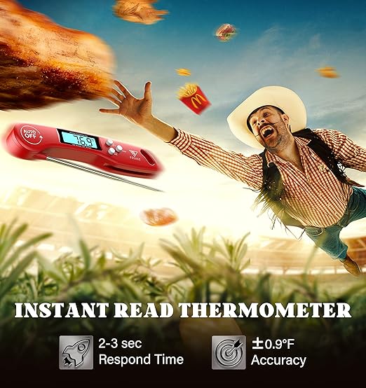 DOQAUS Digital Meat Thermometer, 2 Pack Instant Read Food Thermometer for Cooking, Kitchen Probe with Backlit & Reversible Display, Cooking Temperature for Turkey, Bread, Baking, Sourdough