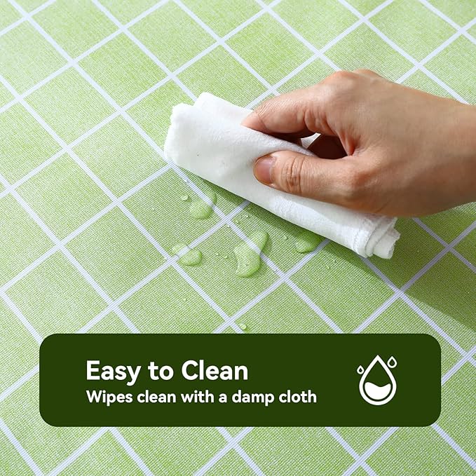 Romanstile Rectangle Plastic Tablecloth, 100% Waterproof Oil-Proof Checkered PVC Table Cloths, Heavy Duty Vinyl Table Covers for Dining, Camping, Picnic, Outdoor - 54 x 78 Inch, Green