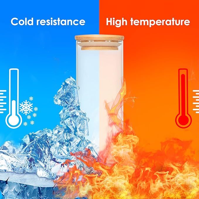 Glass Food Storage Containers Jars with Airtight Bamboo Lid 30 oz 8 pcs, 890 ml Pantry Organization Jar, Glass Terrarium with Lid, Spice, Flour and Sugar Container, Canister Set for Kitchen Counter