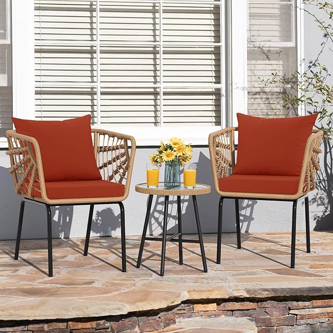 Outdoor Chair Cushions, Waterproof Outdoor Cushions for Patio Furniture w/Fade-Resistant, Removable & Machine-Washable Covers, 19x19 Inch, Ideal for Seat in Gardens/Porch – Set of 2, Rust