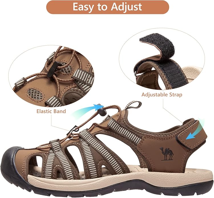 CAMELSPORTS Men's Hiking Sandals Closed Toe Outdoor Beach Sandal Waterproof Sport Fisherman Sandals Water Shoes