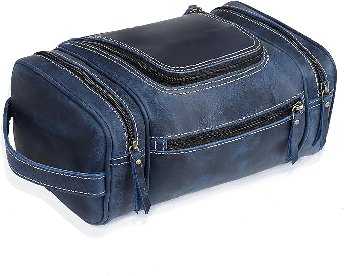 VC VINTAGE COUTURE Leather Toiletry Bag for Men Extra Large Leather Men's Toiletry Bag for Traveling Real Leather Dopp Kit for Men Leather Shaving Bag for Travel