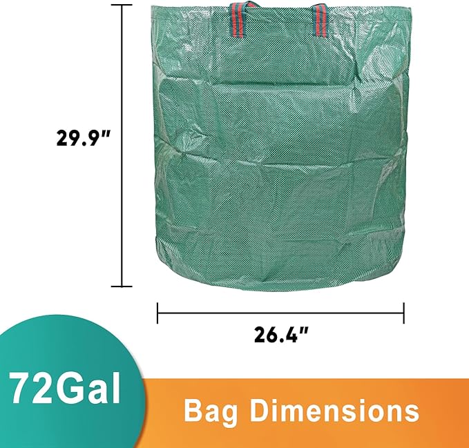 CAMPFIRE 3 Pack 72gallon Garden Waste Bags (H30, D26 Inches) With Handles, Heavy Duty Leaf Bags, Reusable Lawn Garden Bags And Yard Waste Bags, Suitable For Leaf Collectors