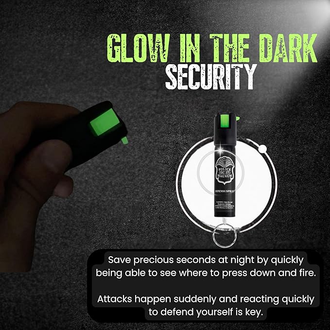 Police Magnum Compact Pepper Spray Self Defense Safety Tool- Strong Built-in Keychain Holder- Small Discreet Canister- Made in The USA- 1 Pack 3/4oz Twist Lock Keyring