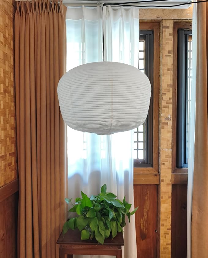 Hytsoeee(19.69Inch) Large Paper Lantern,White Wax Gourd Paper Lamp Shade, Chinese Foldable Rice Paper Lamp Shade,Handmade Pendant Light Cover for Indoor Ceiling Decoration (19.69)