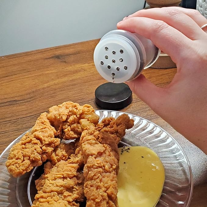 Cornucopia Brands Mini Plastic Spice Jars w/Sifters (12-Pack, Black); 2 Tablespoon Capacity (1 Fluid Ounce) Spice Bottles for Travel, Glitter, Gifts, Favors