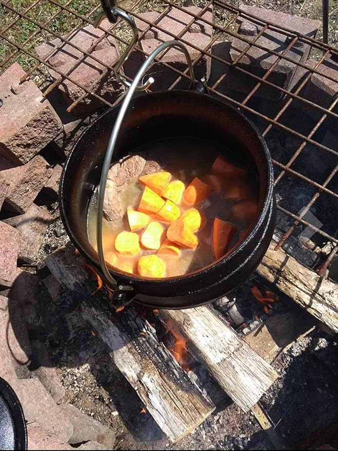 Cuisiland 8.5QT Cast Iron Potjie Cauldron Pot with Lid & 3 Legs – Pre-Seasoned South African-Style Campfire Pot for Outdoor Cooking, Soups, Stews & Braising – Heavy-Duty Cast Iron Dutch Oven