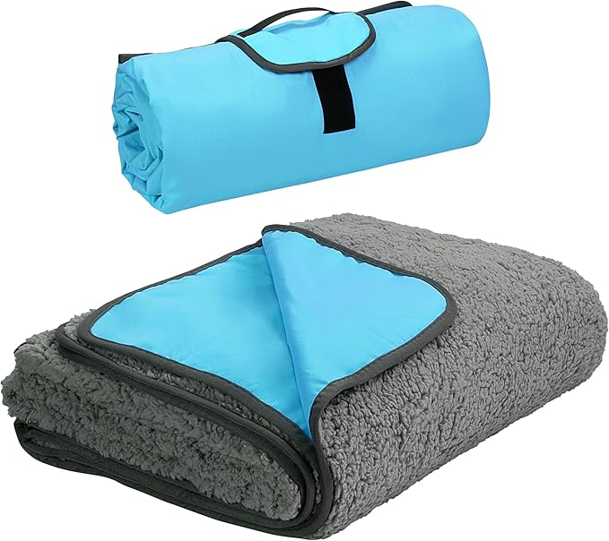 Tirrinia Large Waterproof Outdoor Blanket, Soft Warm Windproof Stadium Blanket with Sherpa Fleece and Foldable for Outdoor Sport, Baseball, Football, Beach, Concerts, Car