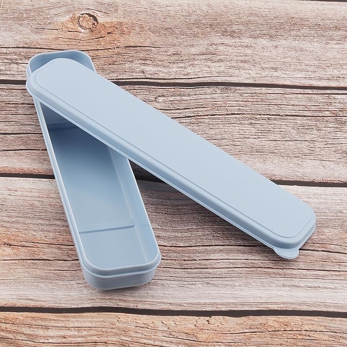 OriGlam 1pcs Portable Flatware Box Travel Tableware Storage Case Box, Utensil Case Flatware Storage Box for Cutlery Kit, 9.84 x 2.40 inch (Blue)