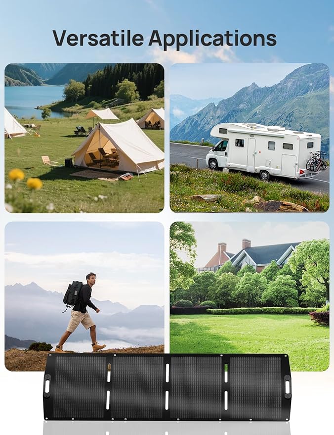 ECO-WORTHY 200W Portable Solar Panel, Foldable Solar Panel Charger 12BB with Adjustable Kickstand,23% High Efficiency for Power Station Outdoor RV Camping Off Grid Hiking