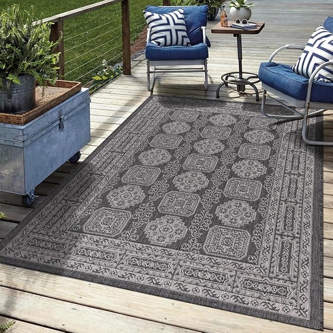 Keen Home Design Terrace Outdoor Area Rug - 4x6 Washable Indoor/Outdoor Rug for Patio, Kitchen, Balcony, Beach, Garden, Deck and Porch, Size: 3'10"x5'7"