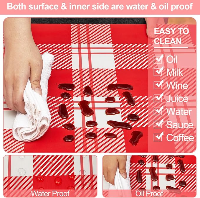 Picnic Table Cover with Bench Covers Camping Essentials Waterproof Windproof Camping Tablecloth with Drawstring Bag, Fitted Rectangle Tables and Seats, 72in, Red Checkered