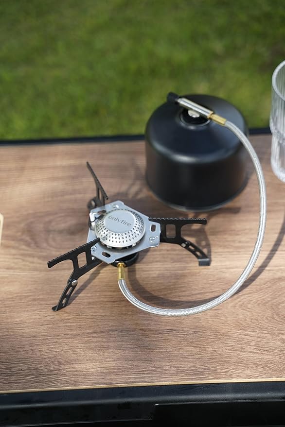 ONLYFIRE Portable Camping Gas Stove, Backpacking Camp Stove with Piezo Ignition, 1LB Propane Adapter, Mini Camp Stove with Carry Bag for Outdoor Cooking, Picnic, Camping and Hiking, GS333