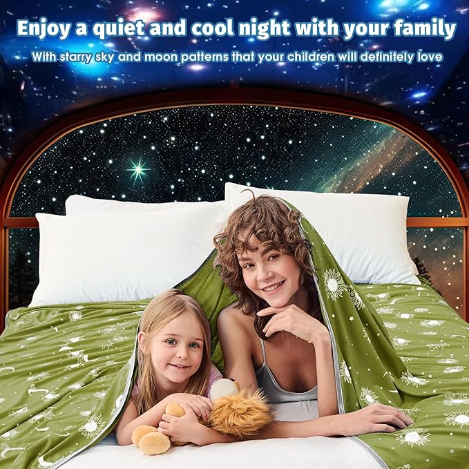inhand Cooling Blanket Queen Size (90"x90") - Cooled Blankets for Hot Sleepers Lightweight Breathable Summer Blanket for Sleeping Night Sweats to Keep Cool in The Heat -Wild Fern Green