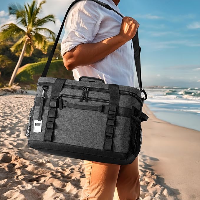 OPUX Cooler Bag, 60 Cans Insulated Soft Collapsible Portable Cooler, Soft Sided Leakproof Cooler for Beach Camping with Shoulder Strap, Ice Chest for Travel Road Trip Picnic, Charcoal Gray