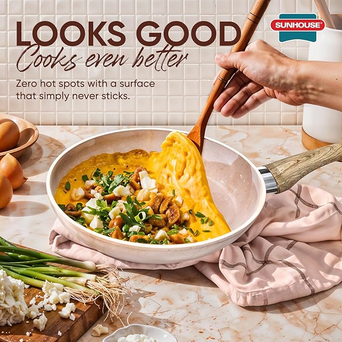 Sunhouse – Durable 9.5 Inch / 24 cm Nonstick Skillet, 4-Layer Non-Stick Frying Pan, PFOA-Free, Stay-Cool Handle, Induction Compatible with All Cooktops