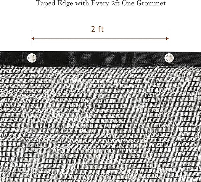 Garden expert 50% Black Shade Cloth 10x20FT Taped Edge with Grommets Sun Net Mesh for Garden Patio Backyard UV-Resistant